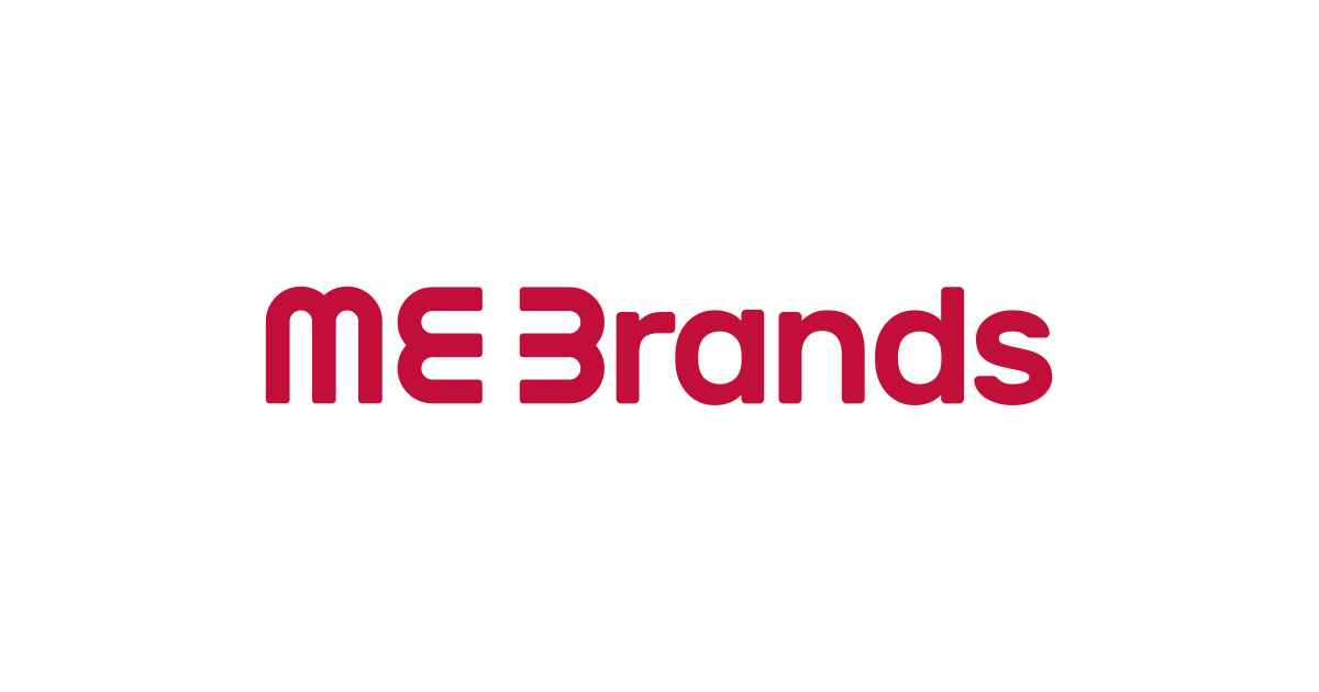 ME Brands wordmark in deep red on a white background.